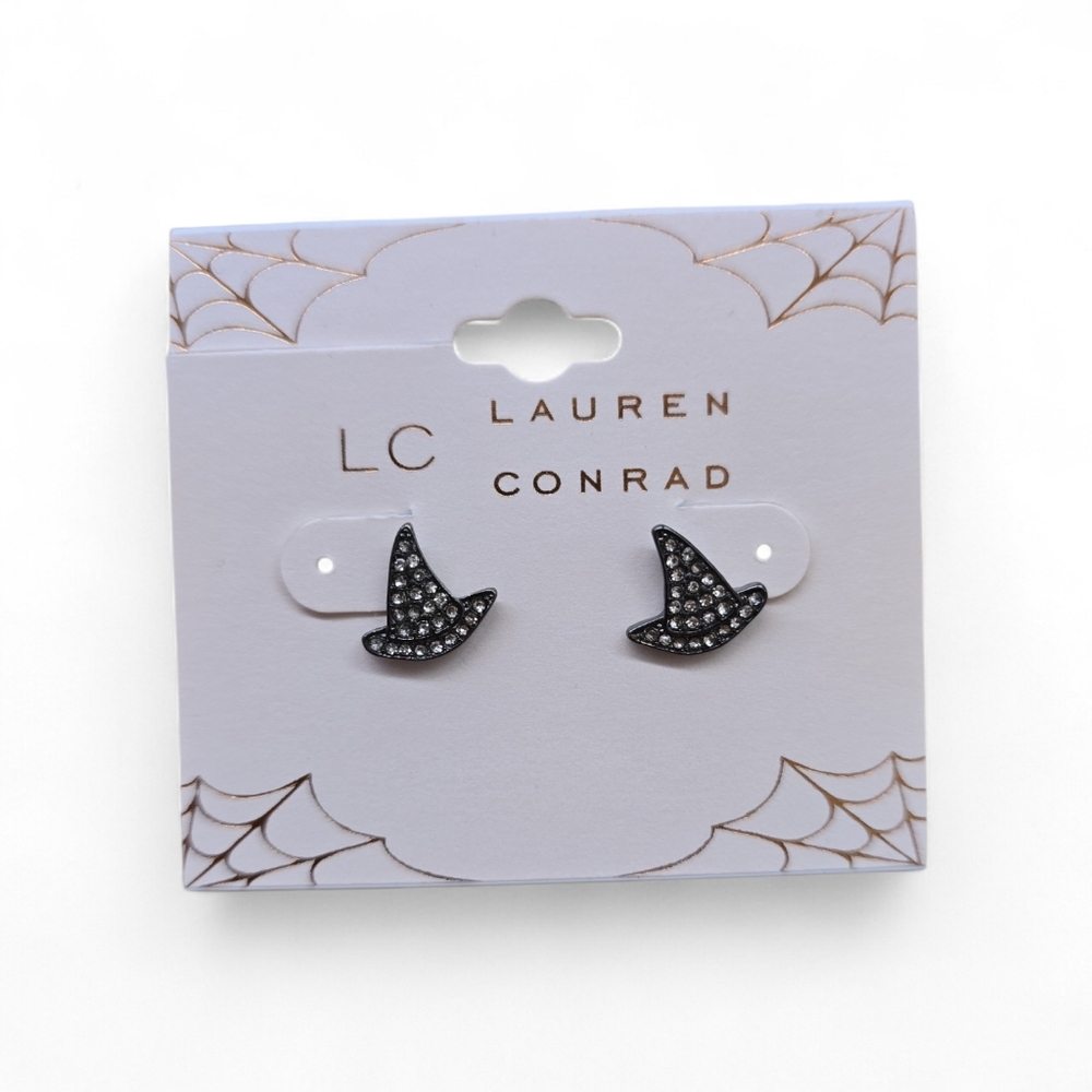 LC Lauren Conrad Sparkling Black Witch Hat Earrings|β New!